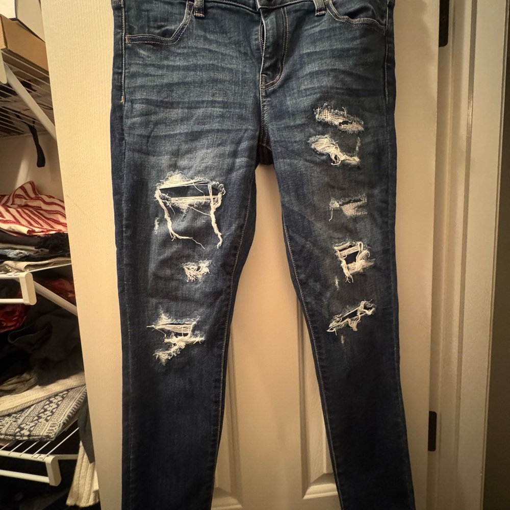 American Eagle Outfitters Ripped Blue Skinny Jeans
